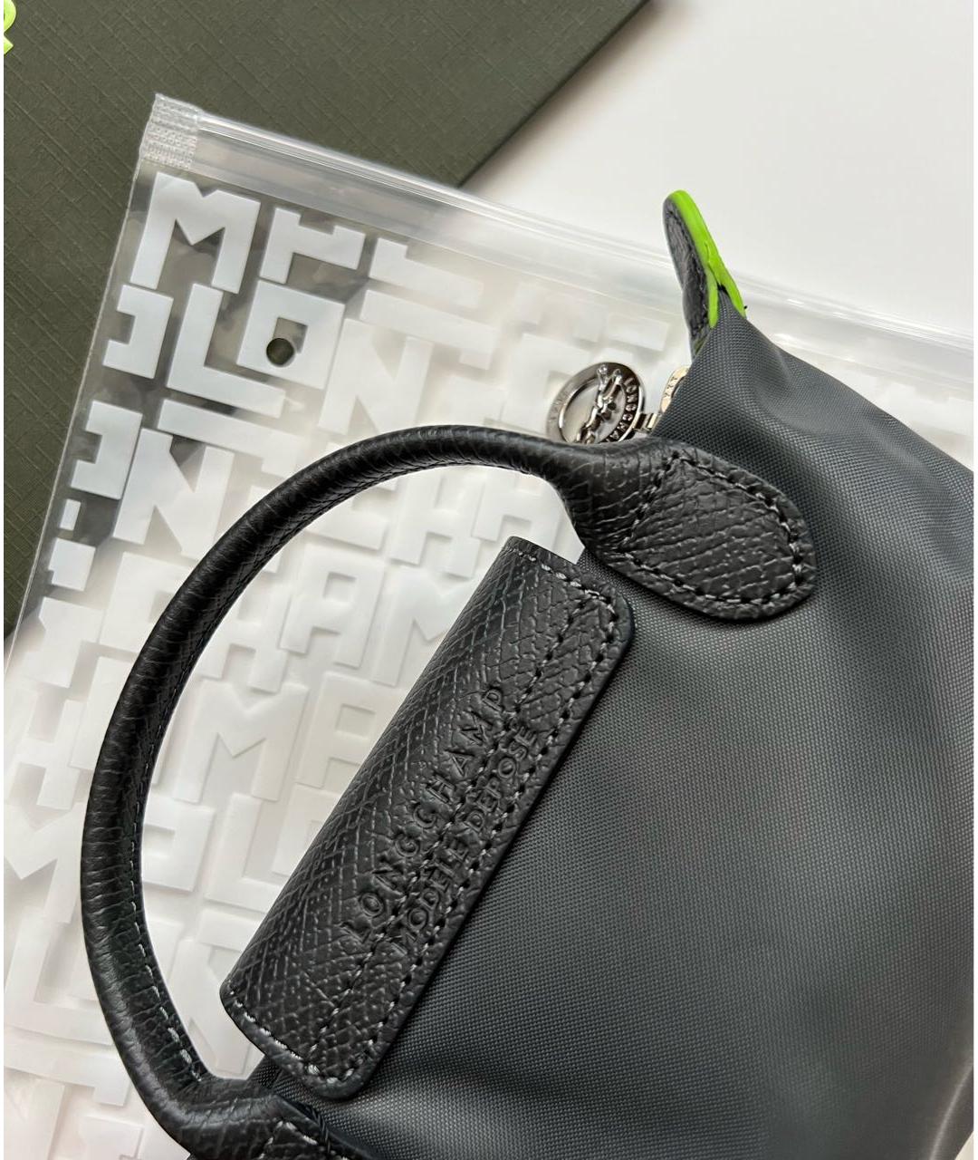 LONGCHAMP Серая тканевая сумка с короткими ручками, фото 7