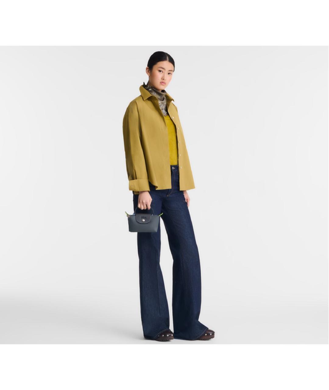 LONGCHAMP Серая тканевая сумка с короткими ручками, фото 5