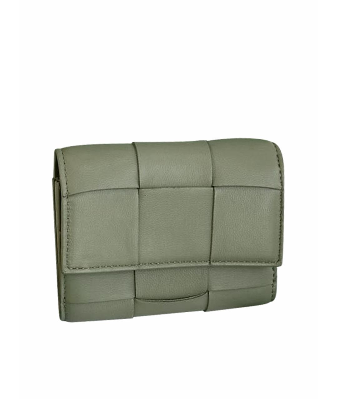 BOTTEGA VENETA Салатовый кожаный кошелек, фото 1
