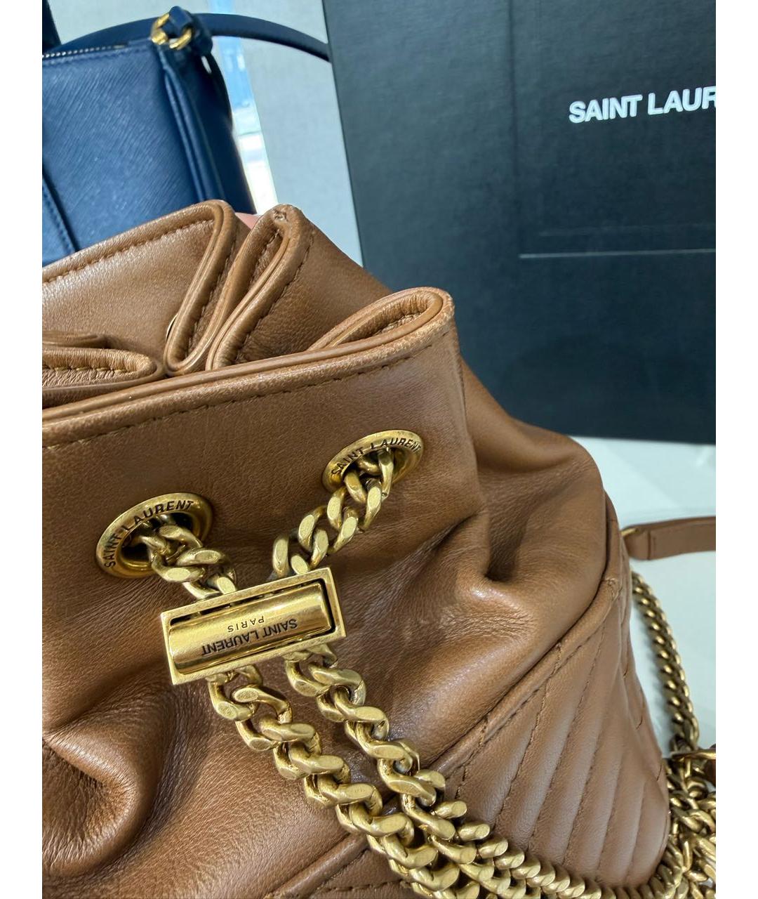 SAINT LAURENT Коричневый кожаный рюкзак, фото 7