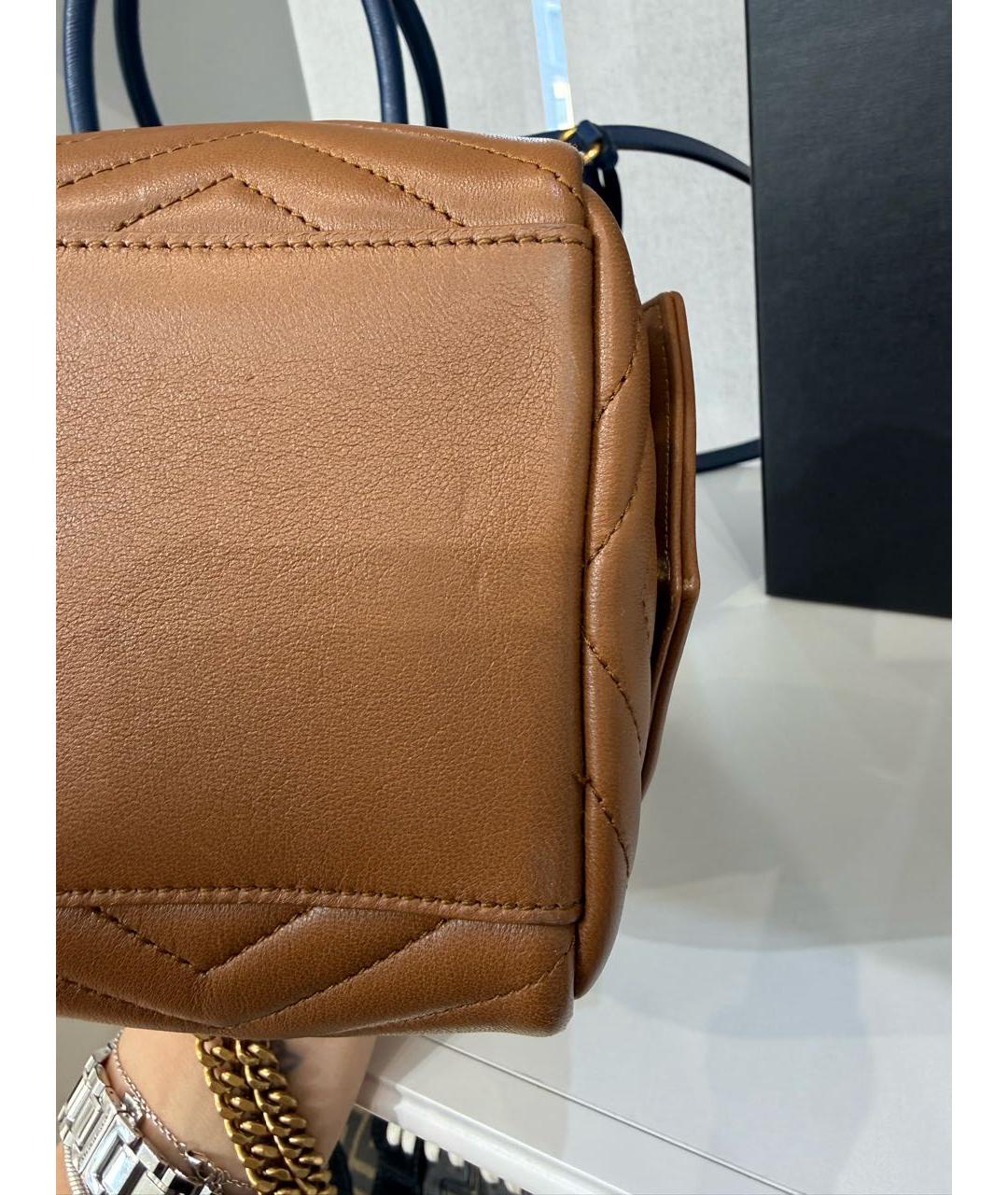 SAINT LAURENT Коричневый кожаный рюкзак, фото 8