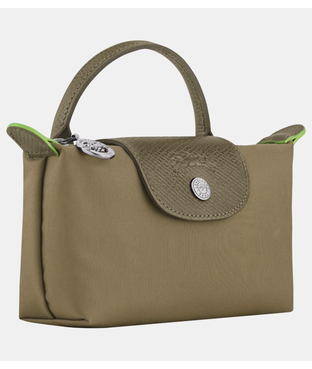 LONGCHAMP Хаки кожаная сумка с короткими ручками, фото 2