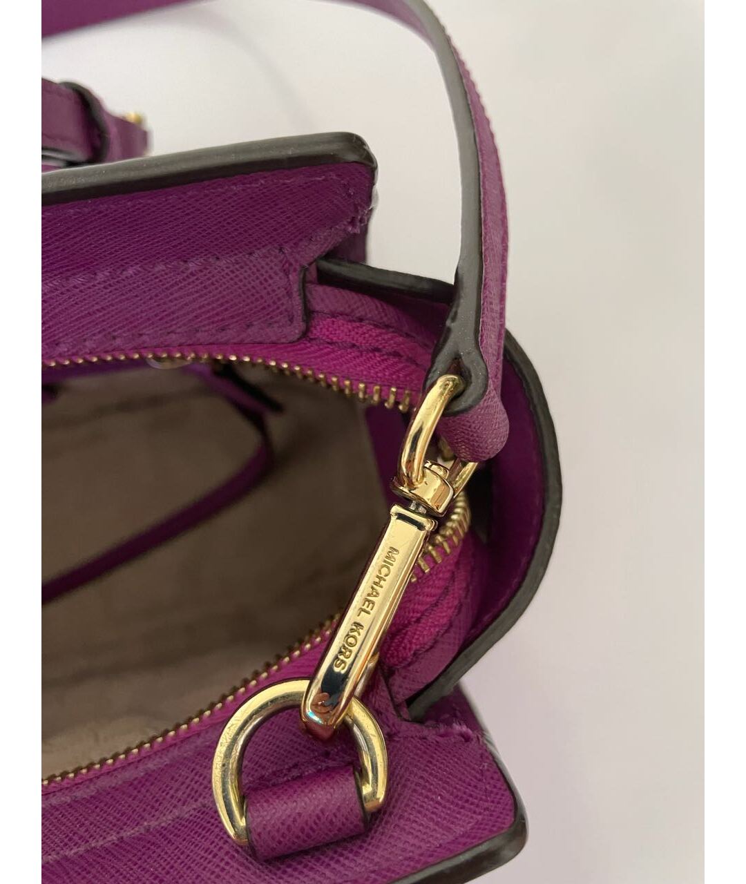 MICHAEL MICHAEL KORS Фиолетовая кожаная сумка тоут, фото 7