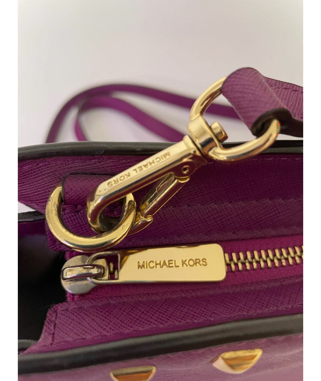MICHAEL MICHAEL KORS Фиолетовая кожаная сумка тоут, фото 8