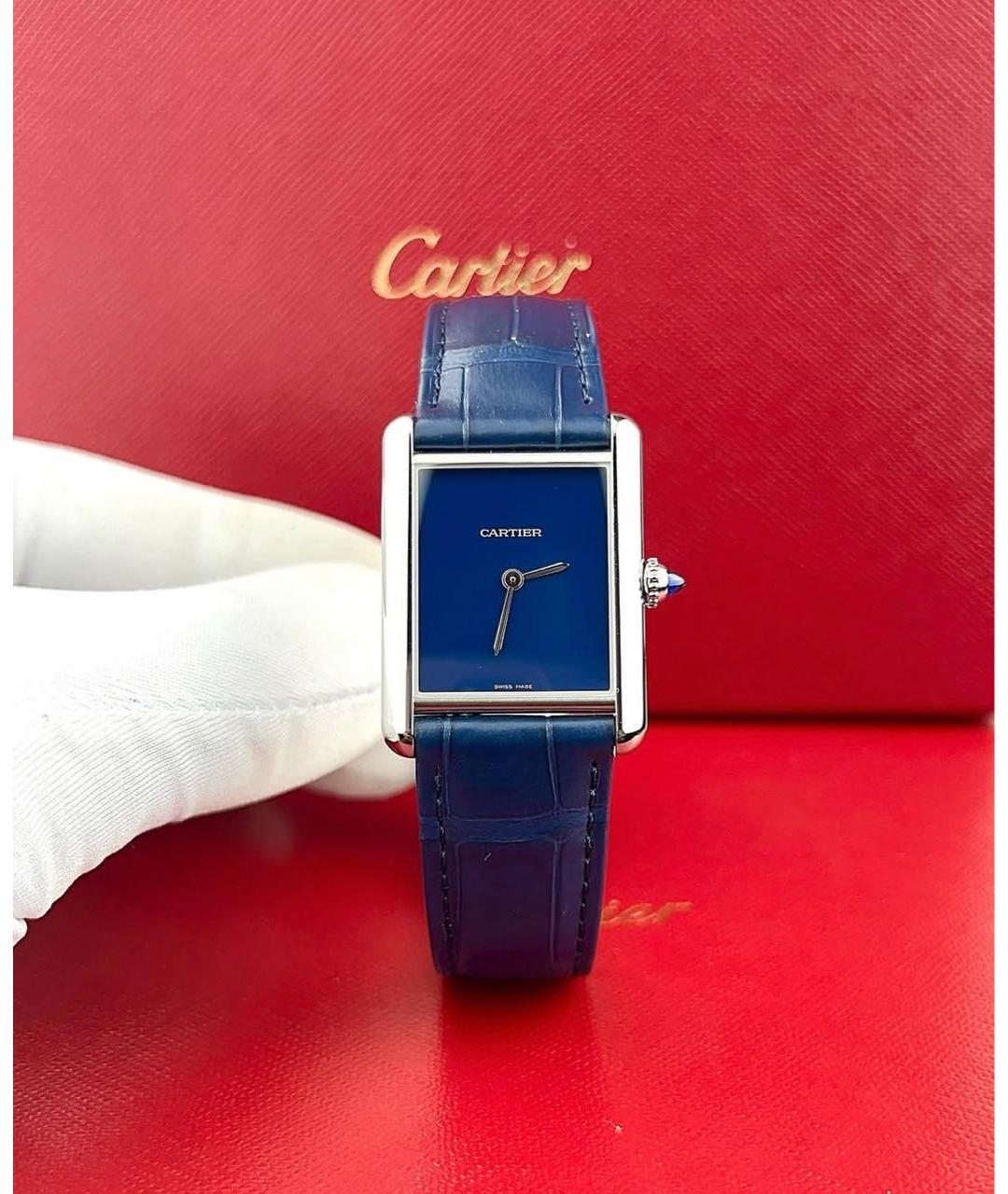 CARTIER Синие стальные часы, фото 2