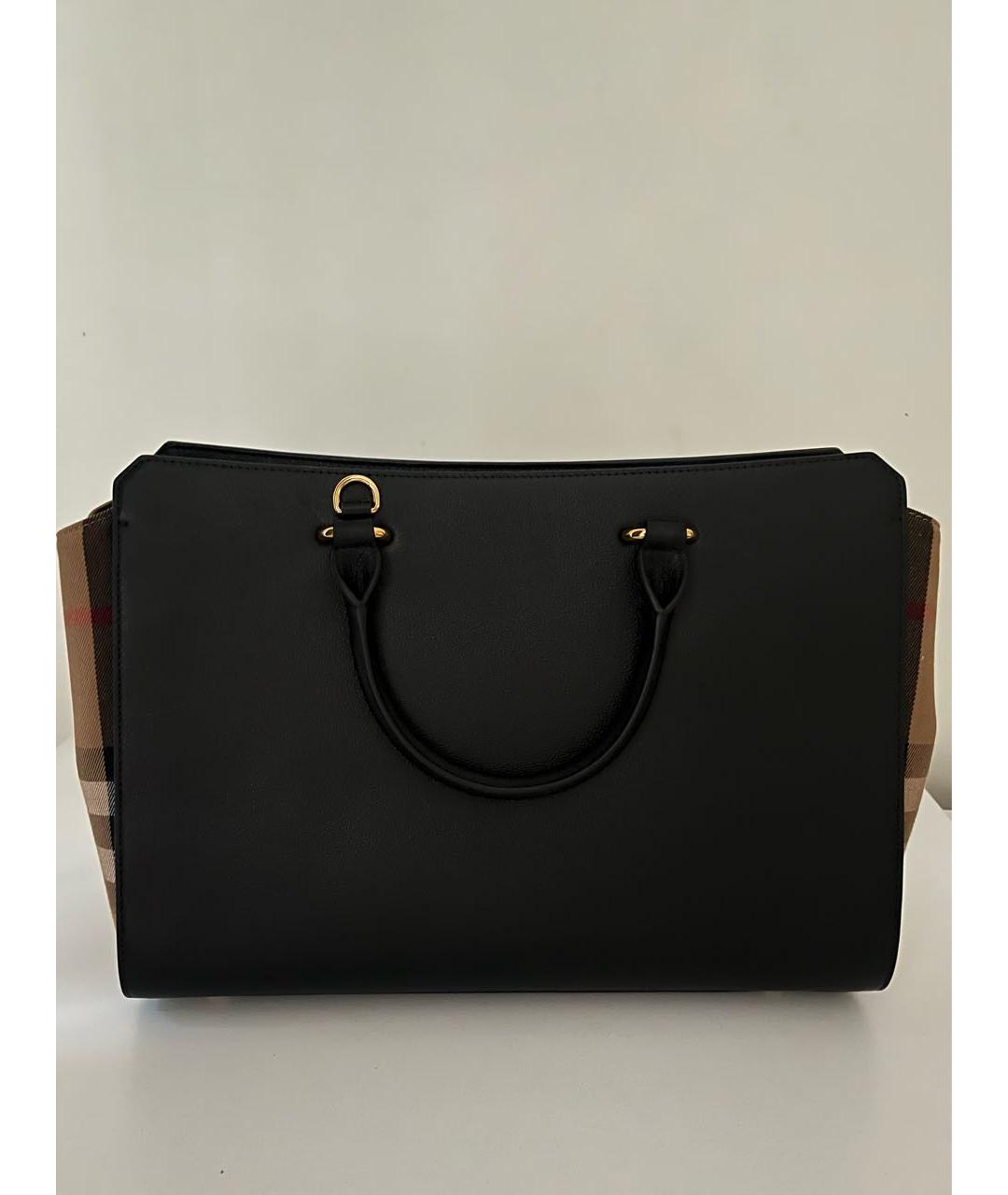 BURBERRY Черная кожаная сумка тоут, фото 3