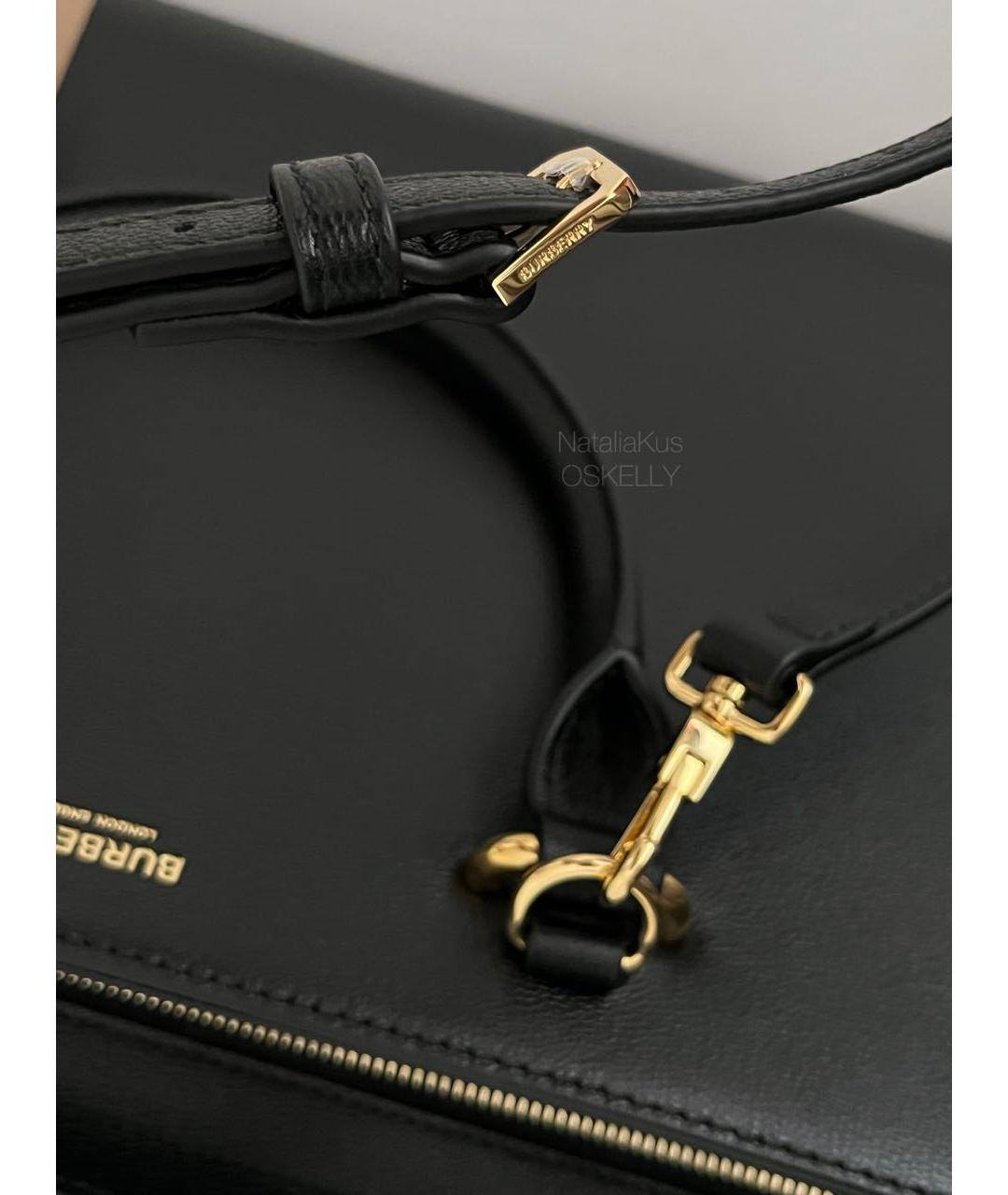 BURBERRY Черная кожаная сумка тоут, фото 5