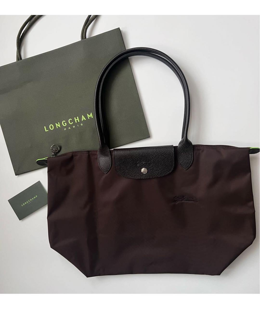 LONGCHAMP Коричневая кожаная сумка тоут, фото 6