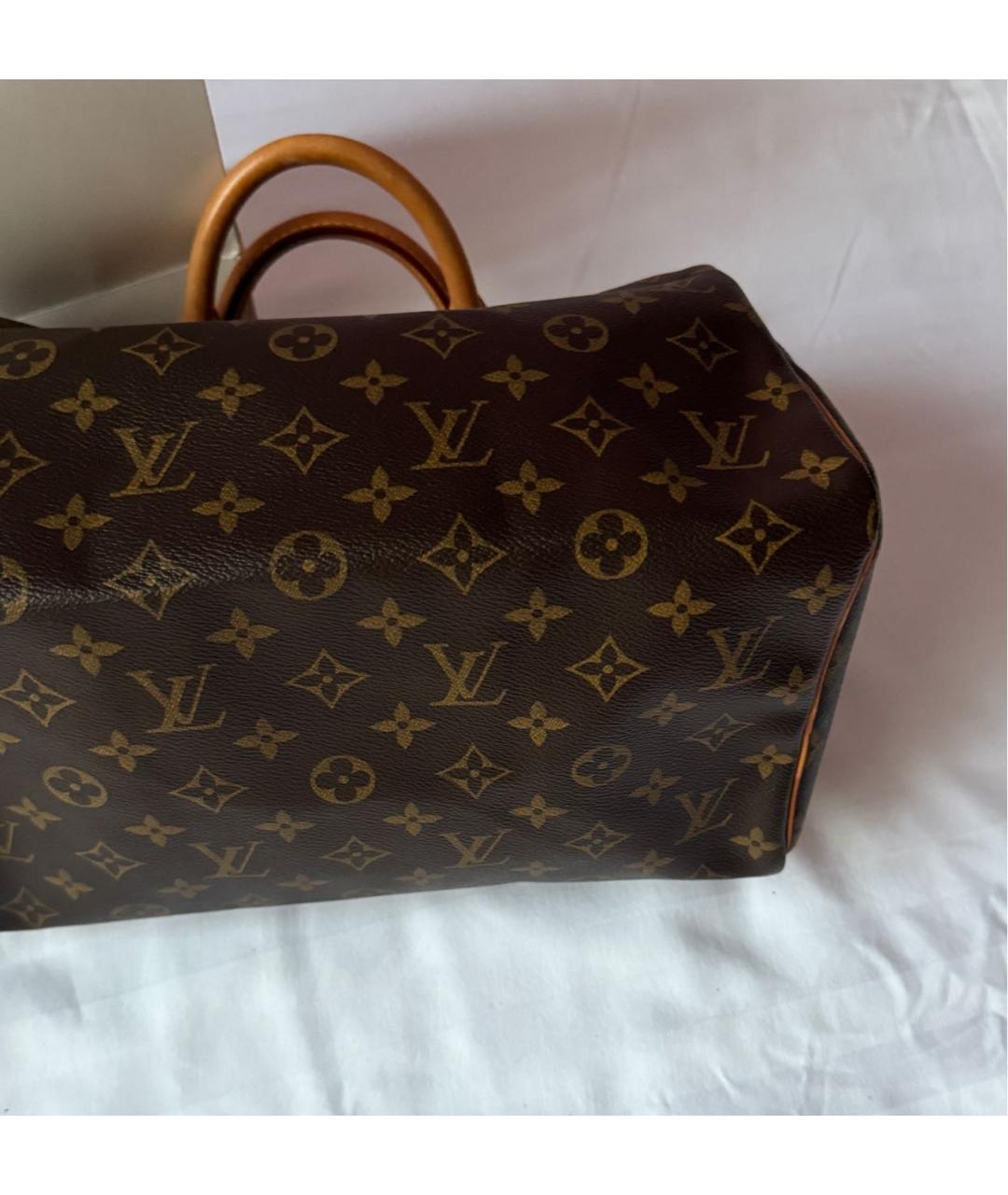 LOUIS VUITTON Коричневая кожаная сумка тоут, фото 6
