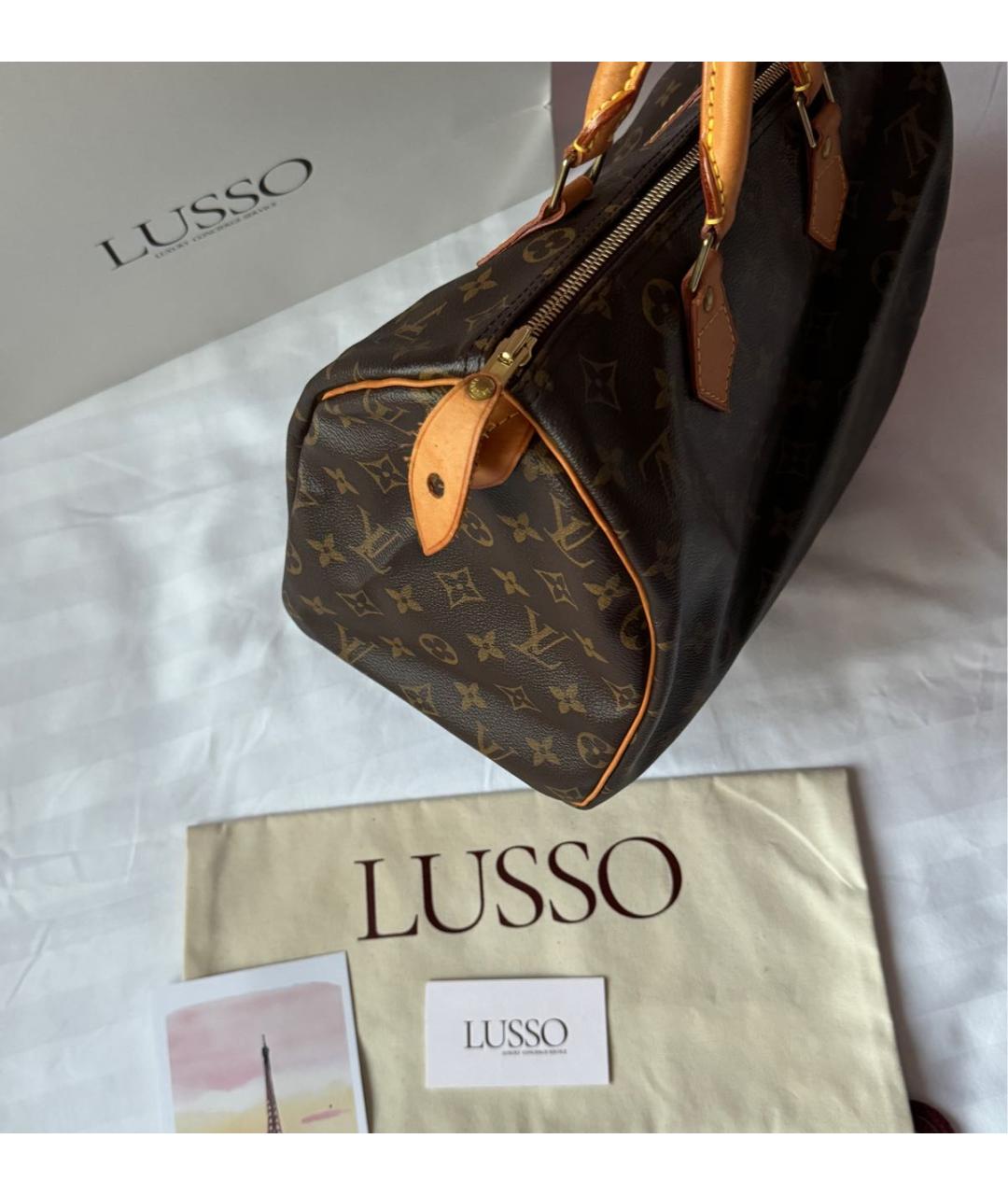 LOUIS VUITTON Коричневая кожаная сумка тоут, фото 3