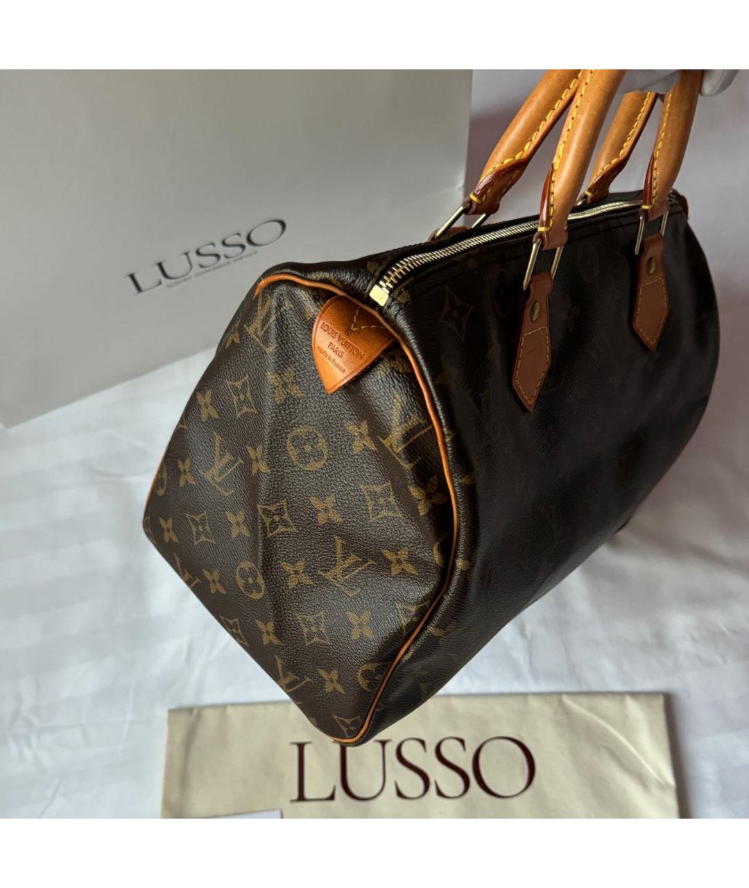 LOUIS VUITTON Коричневая кожаная сумка тоут, фото 4