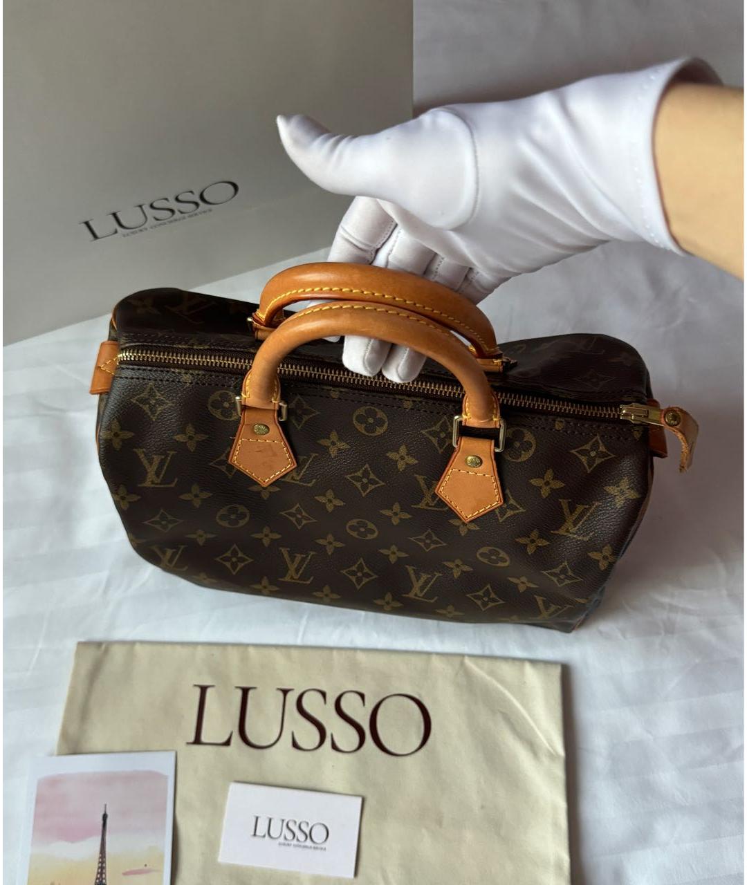 LOUIS VUITTON Коричневая кожаная сумка тоут, фото 5