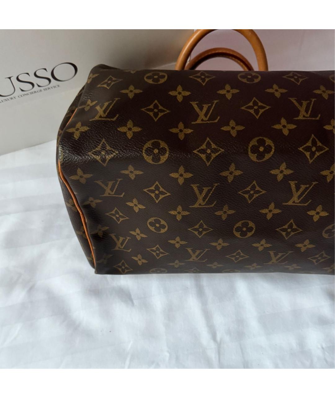 LOUIS VUITTON Коричневая кожаная сумка тоут, фото 7