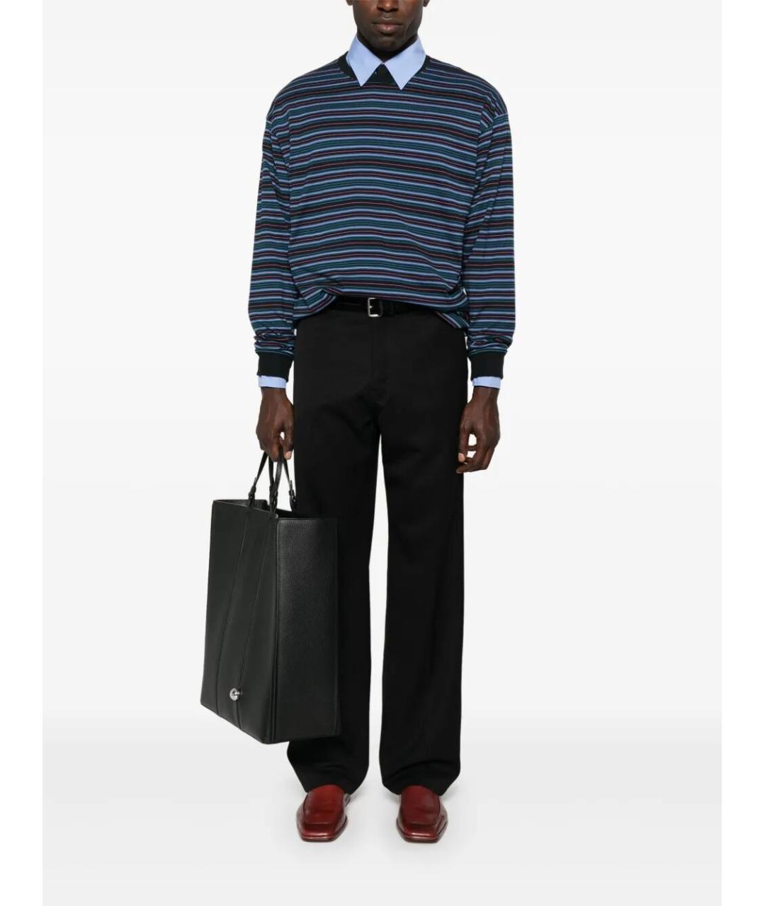 PRADA Черные шерстяные повседневные брюки, фото 2