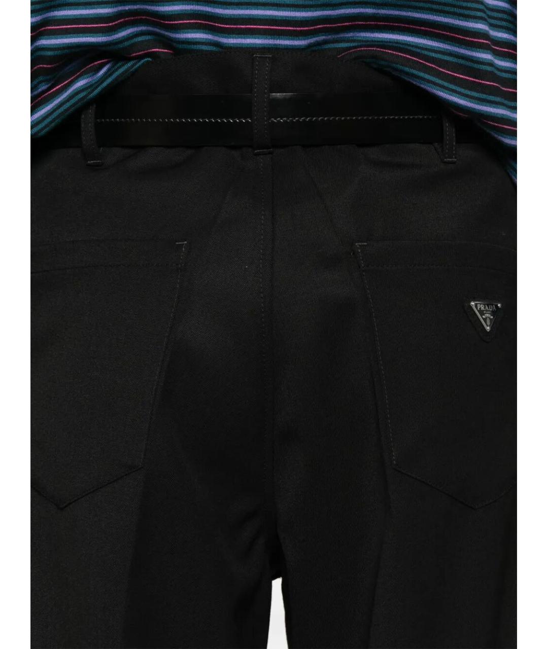PRADA Черные шерстяные повседневные брюки, фото 3