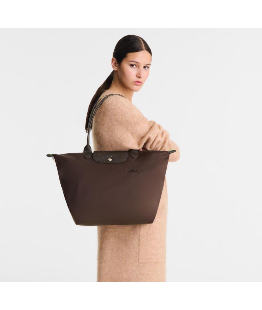 LONGCHAMP Коричневая кожаная сумка тоут, фото 5