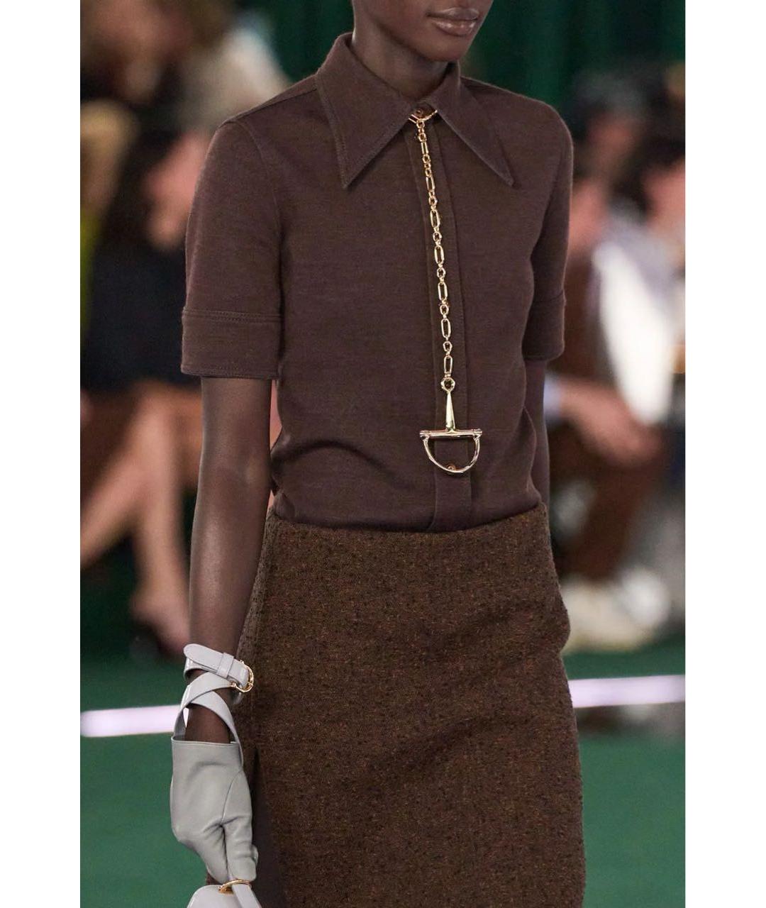 GUCCI Коричневая хлопковая рубашка, фото 7