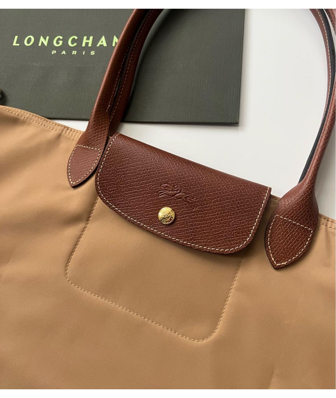 LONGCHAMP Горчичная кожаная сумка тоут, фото 7