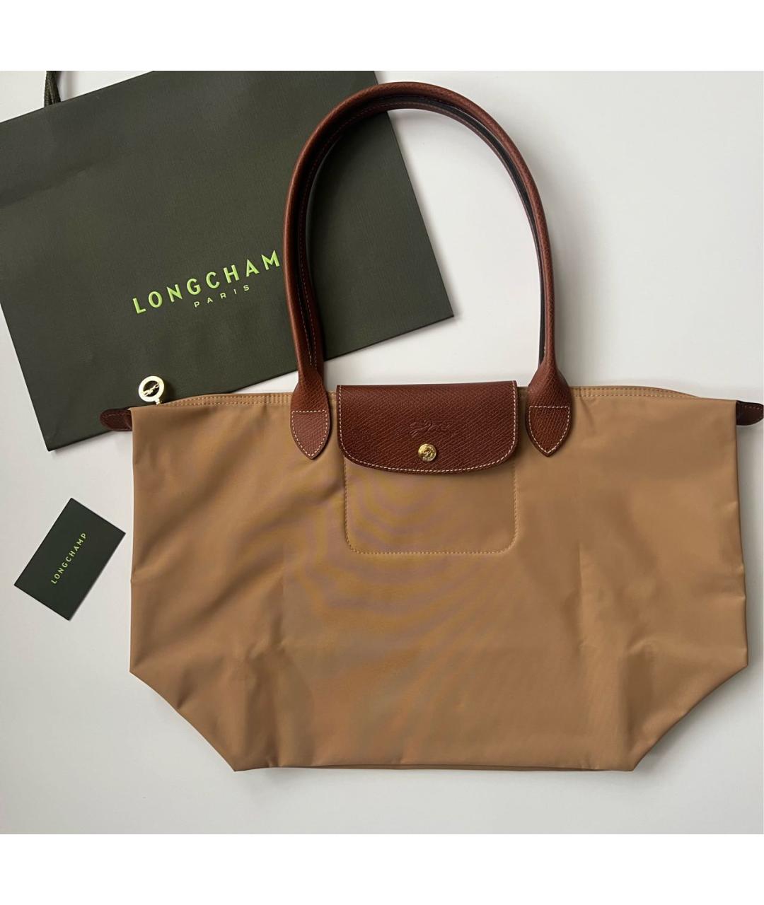 LONGCHAMP Горчичная кожаная сумка тоут, фото 6