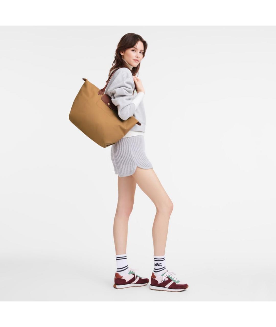 LONGCHAMP Горчичная кожаная сумка тоут, фото 5