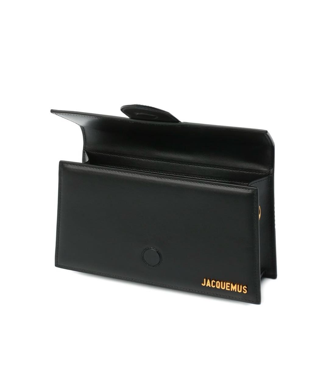 JACQUEMUS Черная кожаная сумка с короткими ручками, фото 3