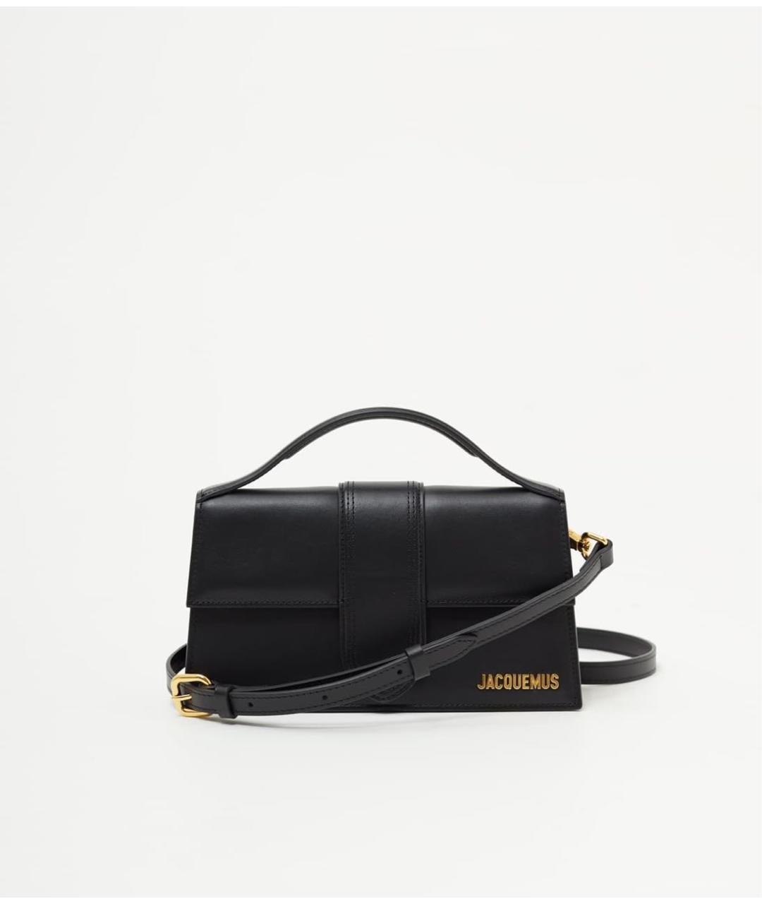 JACQUEMUS Черная кожаная сумка с короткими ручками, фото 2