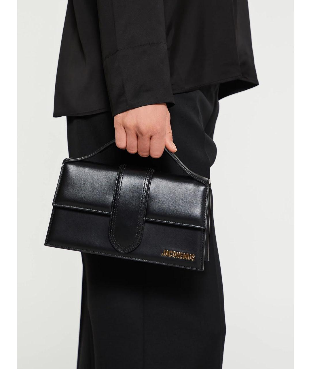 JACQUEMUS Черная кожаная сумка с короткими ручками, фото 5