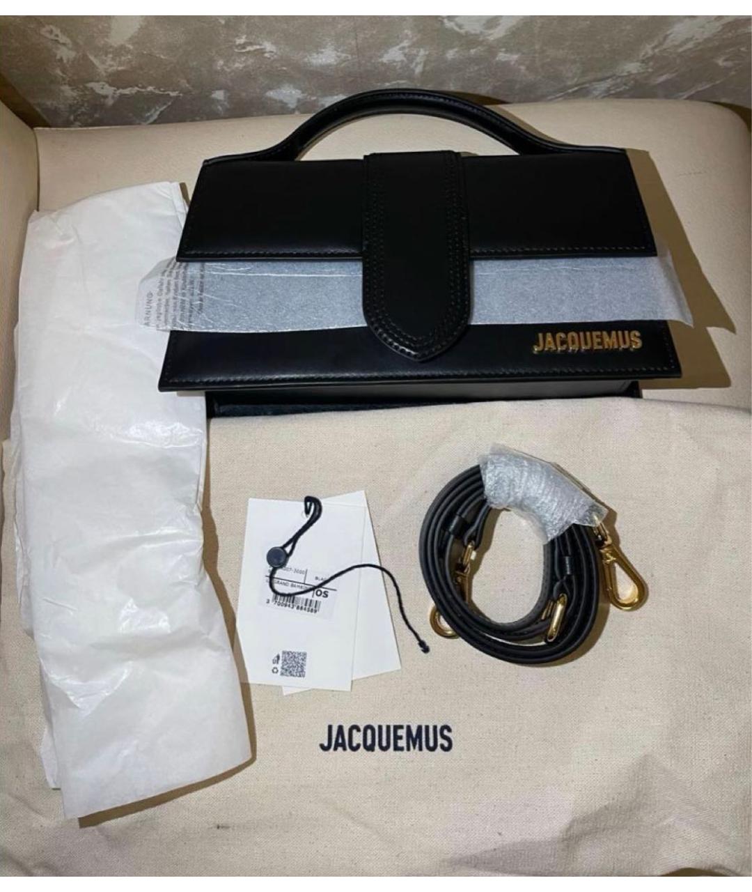 JACQUEMUS Черная кожаная сумка с короткими ручками, фото 6
