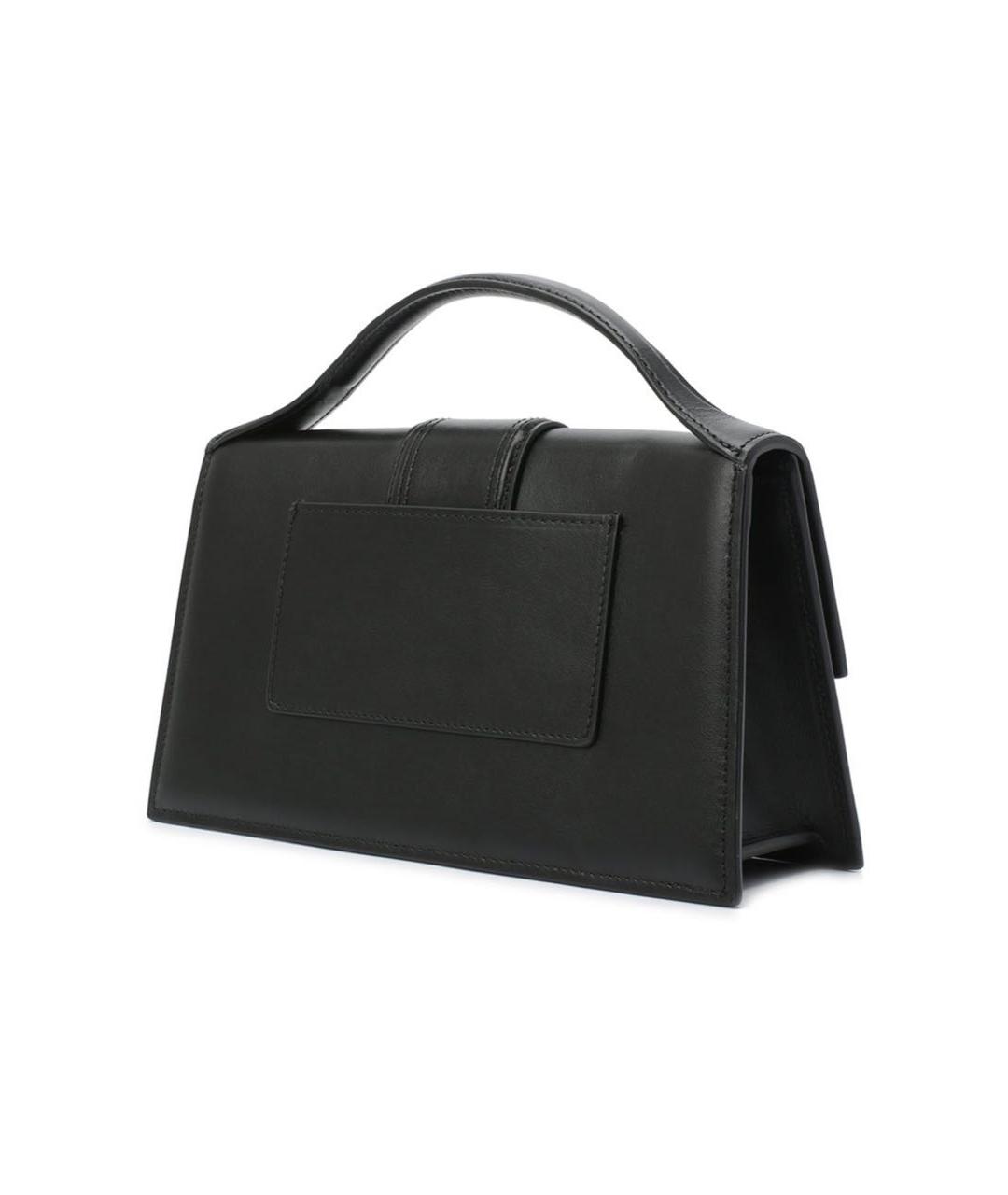 JACQUEMUS Черная кожаная сумка с короткими ручками, фото 4