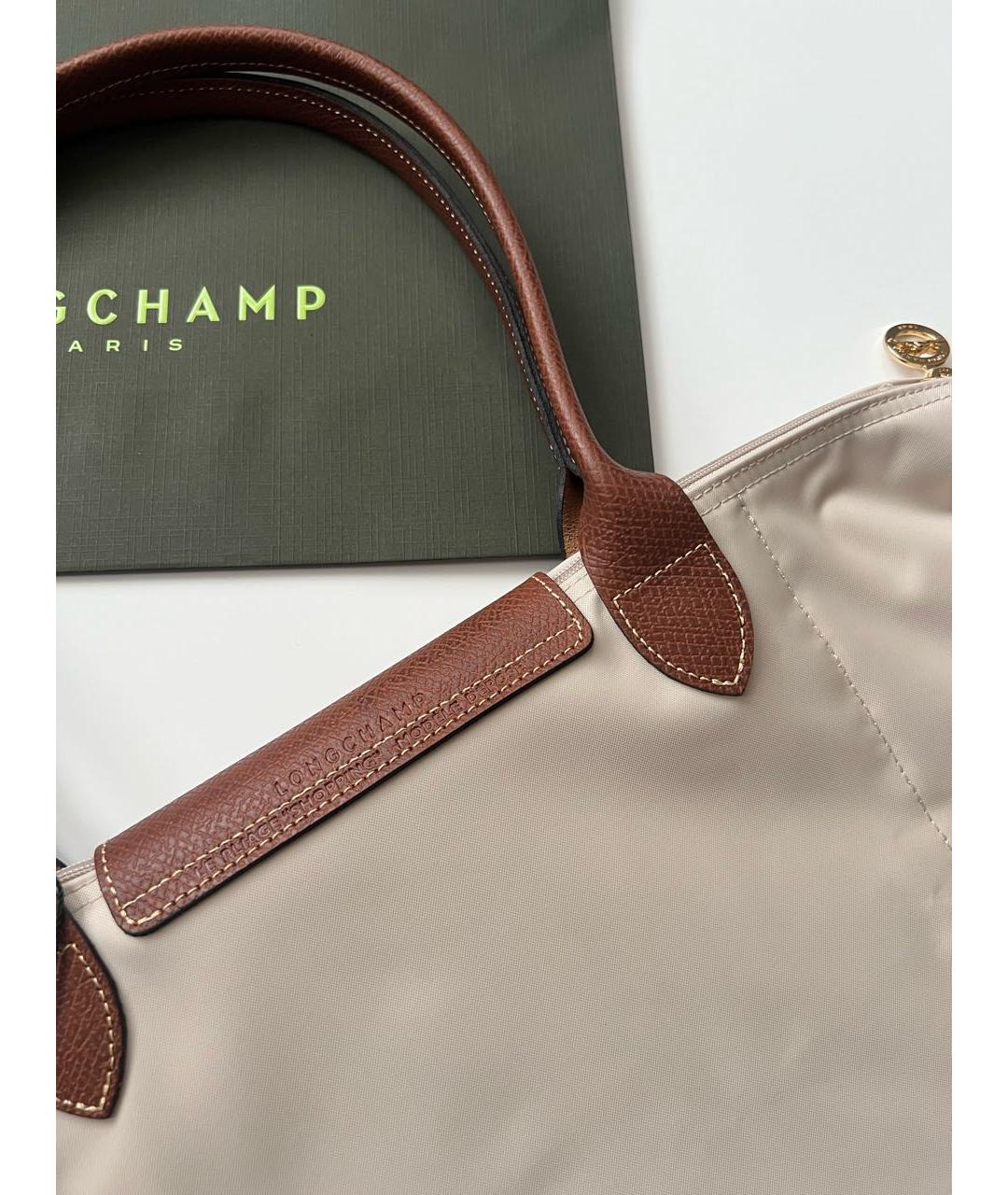 LONGCHAMP Бежевая кожаная сумка тоут, фото 8