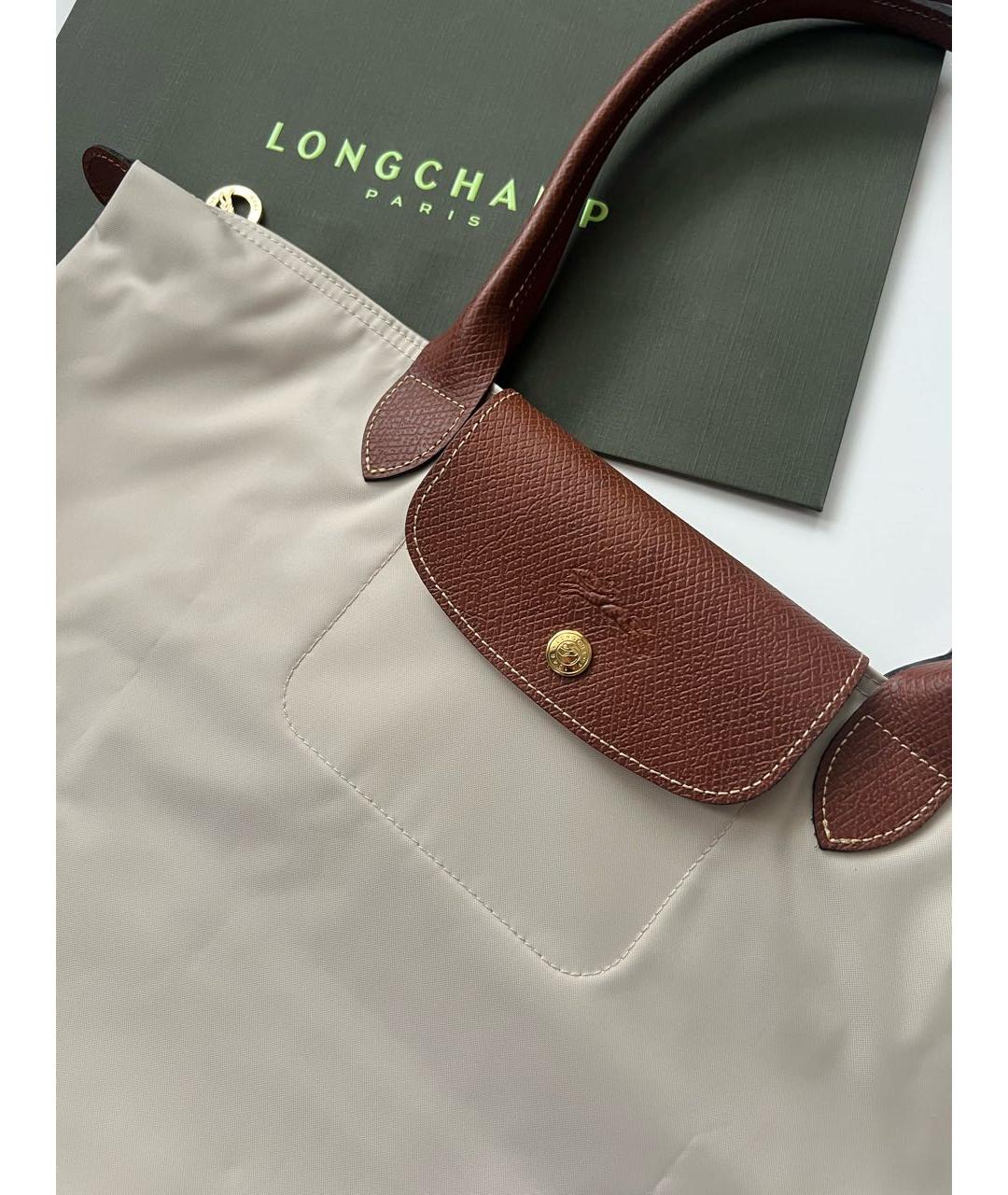 LONGCHAMP Бежевая кожаная сумка тоут, фото 7