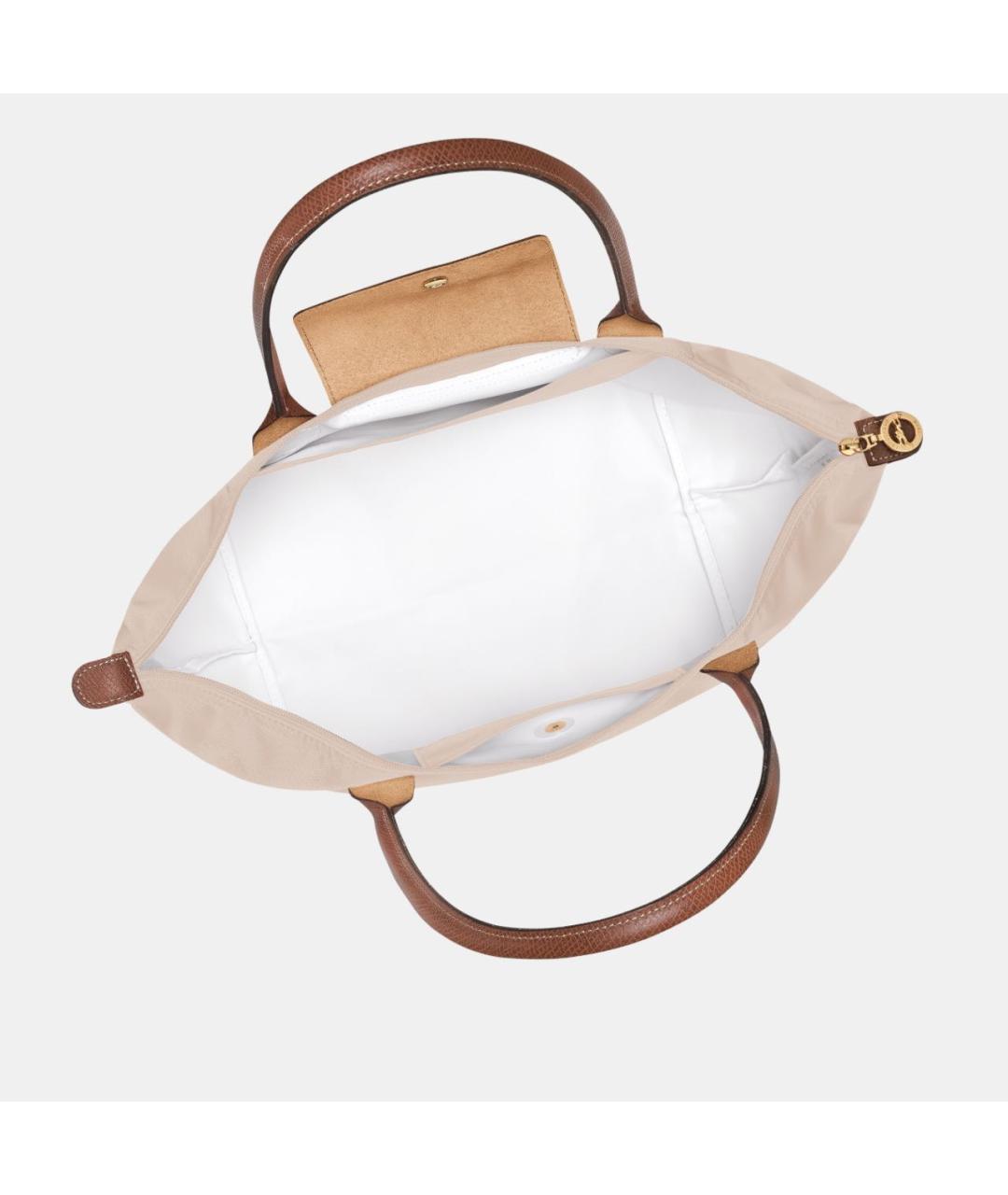 LONGCHAMP Бежевая кожаная сумка тоут, фото 4