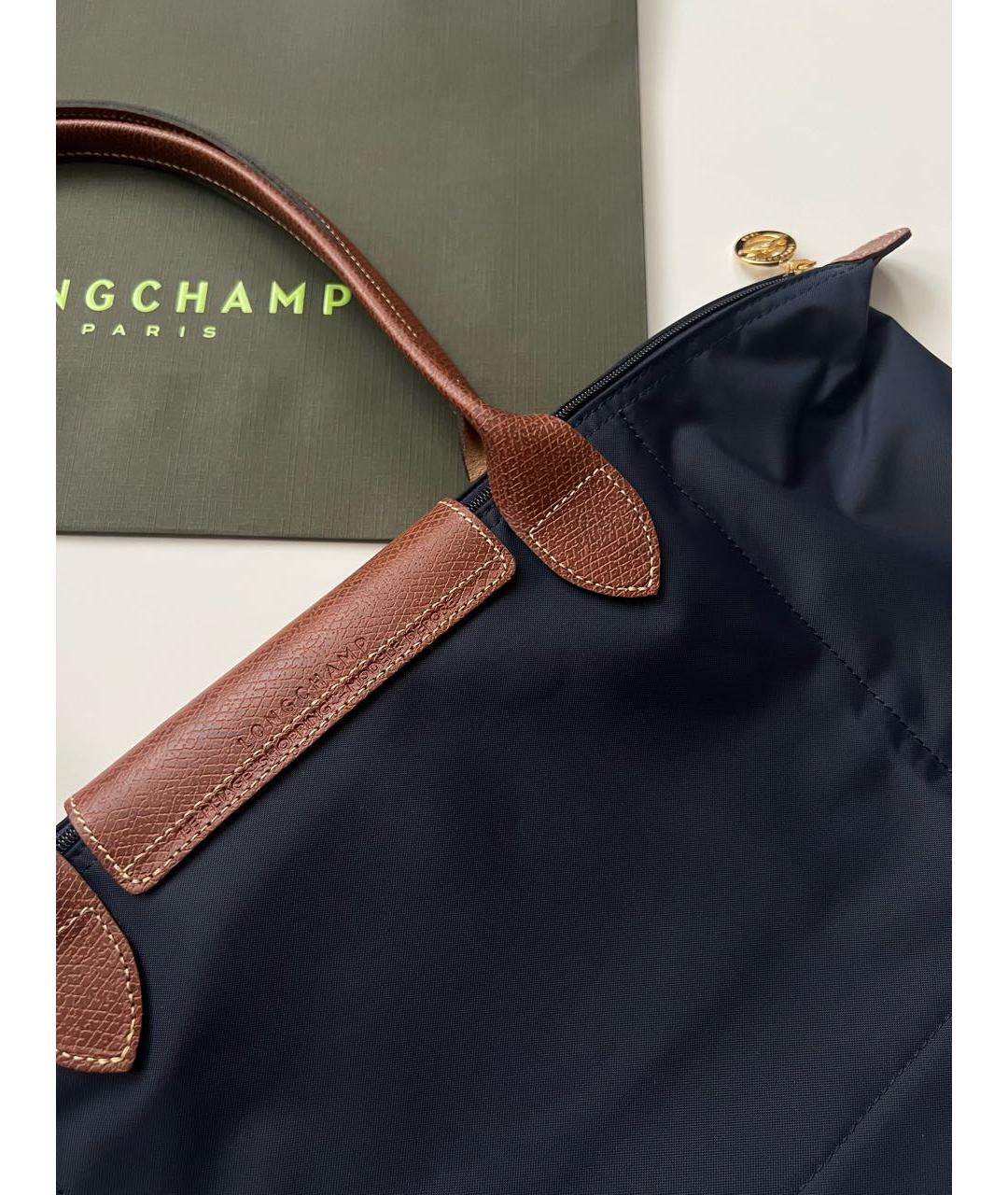 LONGCHAMP Темно-синяя кожаная сумка тоут, фото 8