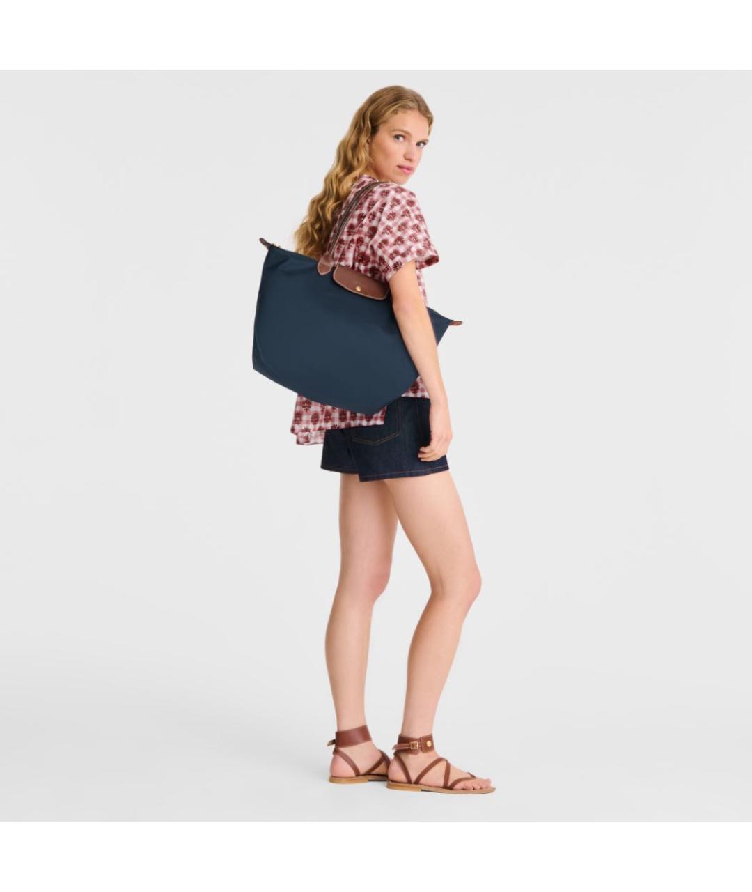 LONGCHAMP Темно-синяя кожаная сумка тоут, фото 5