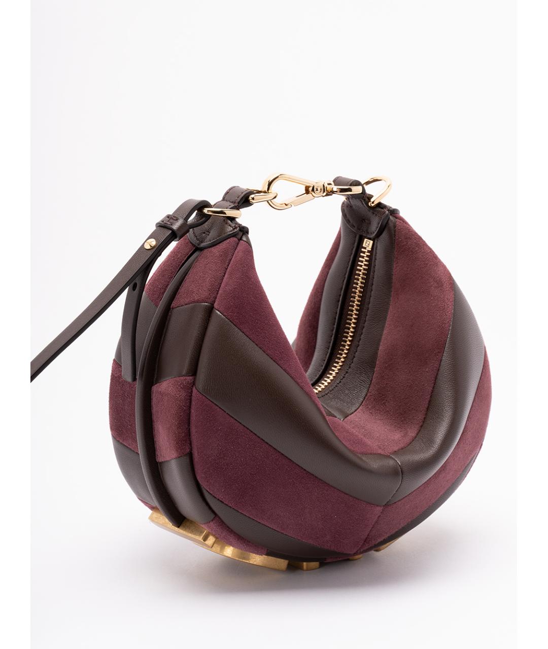 FENDI Бордовая замшевая сумка через плечо, фото 3