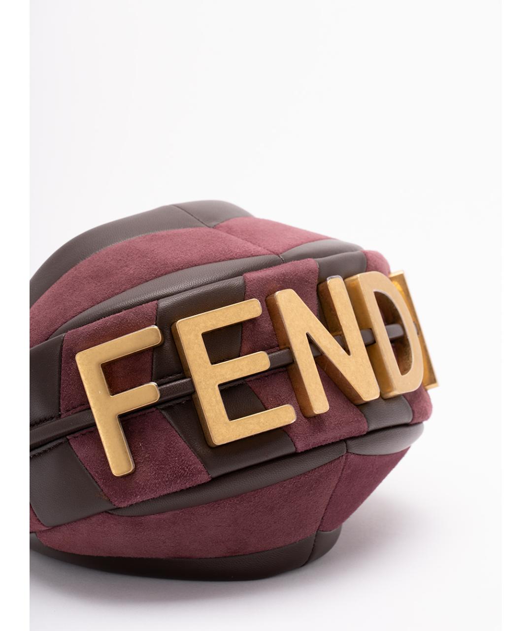 FENDI Бордовая замшевая сумка через плечо, фото 4