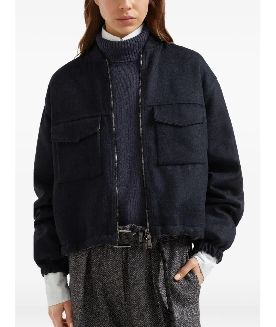 BRUNELLO CUCINELLI Темно-синяя шерстяная куртка, фото 5