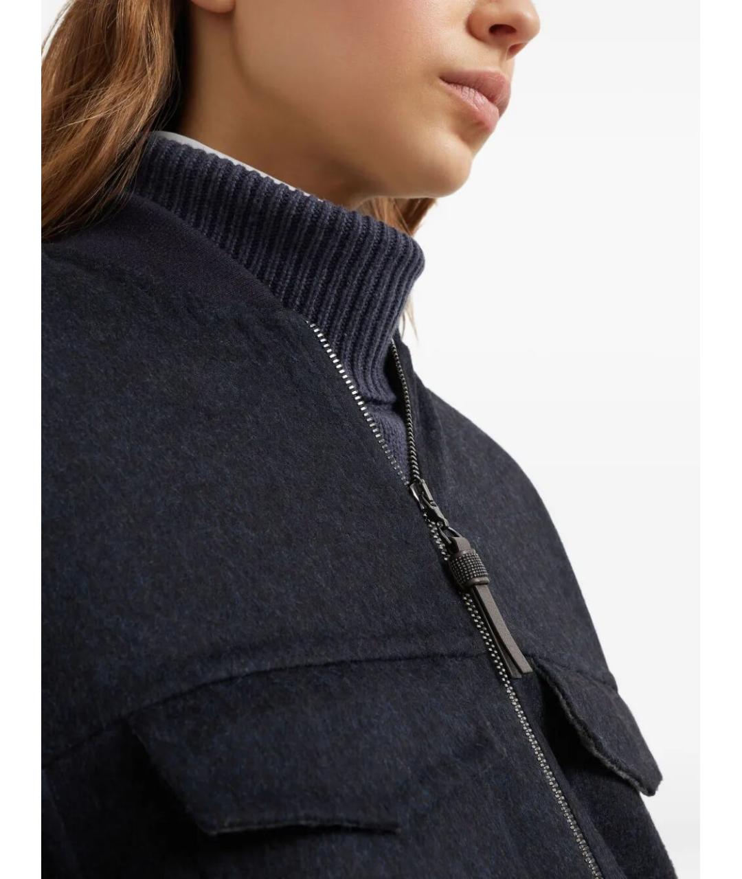 BRUNELLO CUCINELLI Темно-синяя шерстяная куртка, фото 4