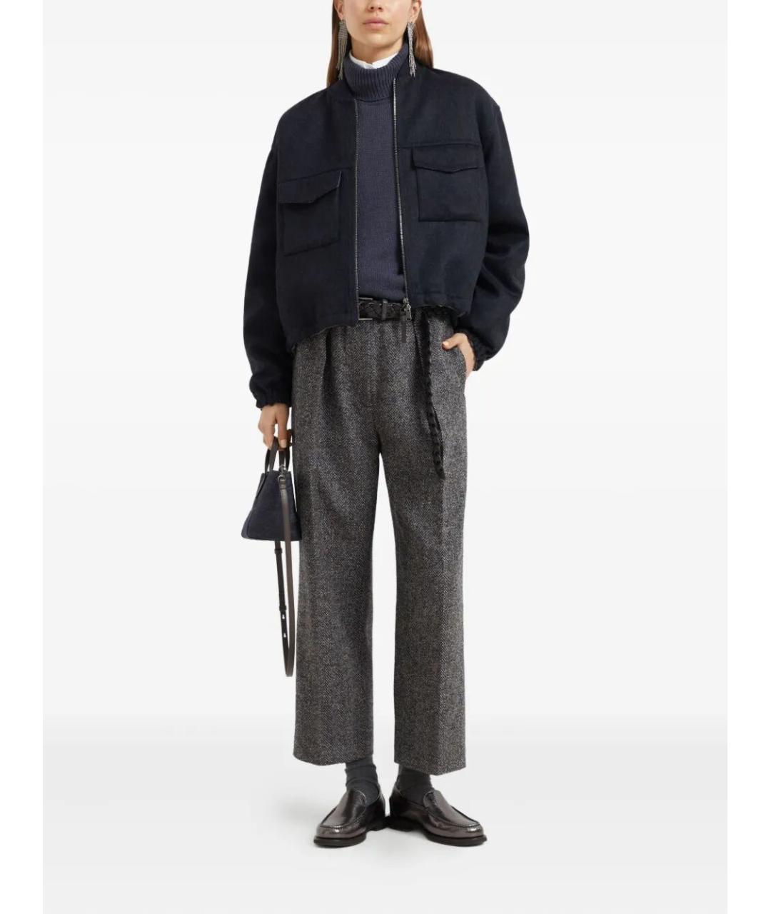 BRUNELLO CUCINELLI Темно-синяя шерстяная куртка, фото 2