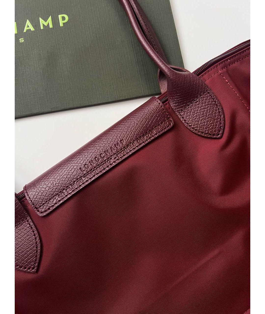 LONGCHAMP Бордовая кожаная сумка тоут, фото 8