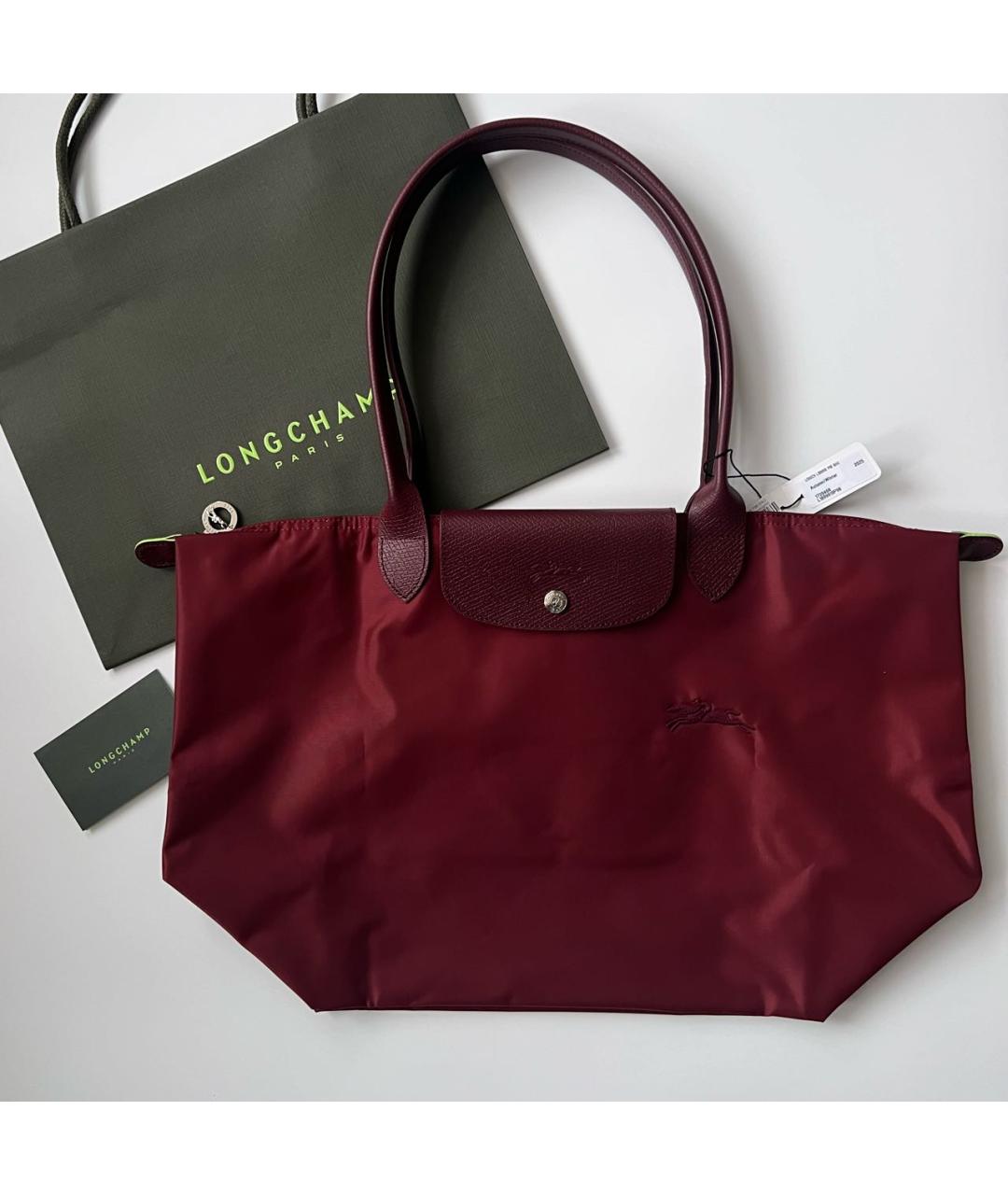 LONGCHAMP Бордовая кожаная сумка тоут, фото 6
