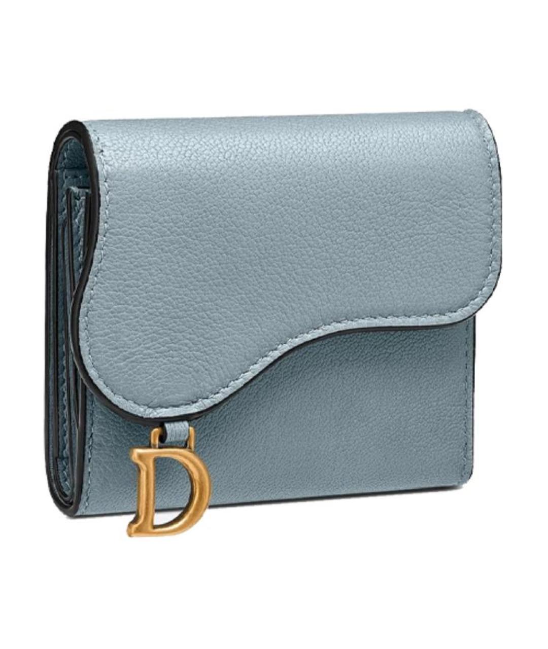 CHRISTIAN DIOR Голубой кожаный кошелек, фото 2