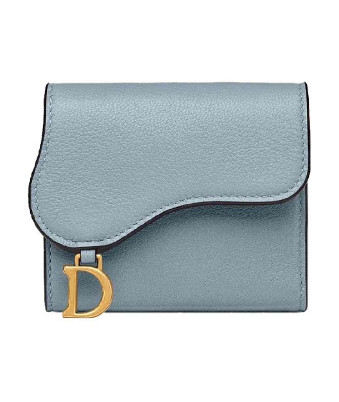 CHRISTIAN DIOR Голубой кожаный кошелек, фото 1