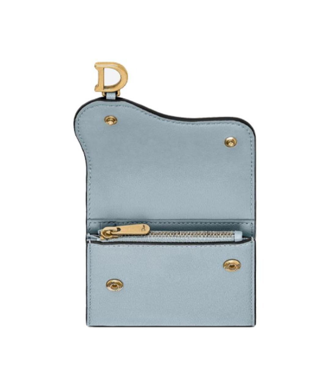 CHRISTIAN DIOR Голубой кожаный кошелек, фото 3