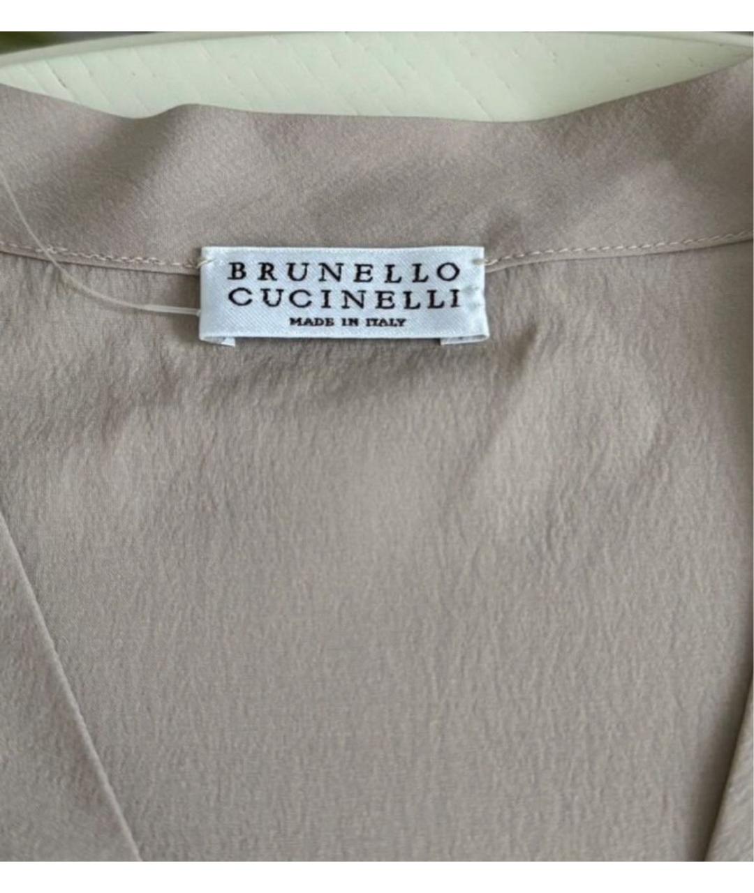 BRUNELLO CUCINELLI Бежевая шелковая блузы, фото 3