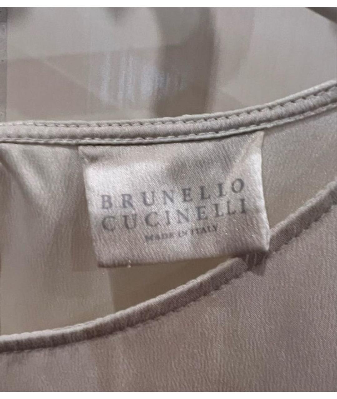 BRUNELLO CUCINELLI Бежевая шелковая блузы, фото 3