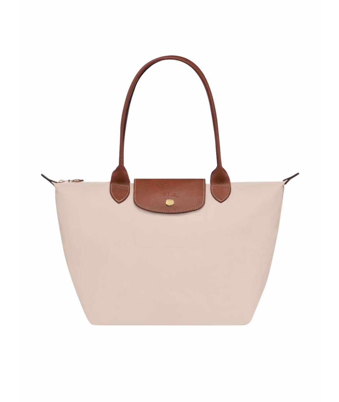 LONGCHAMP Бежевая кожаная сумка тоут, фото 1