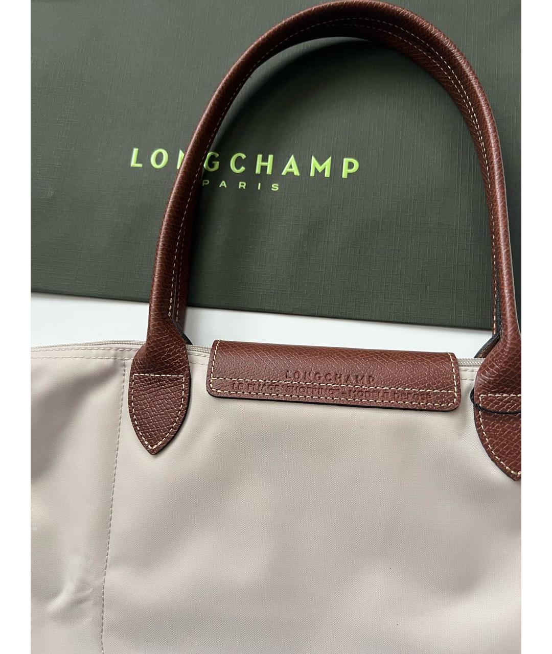 LONGCHAMP Бежевая кожаная сумка тоут, фото 8