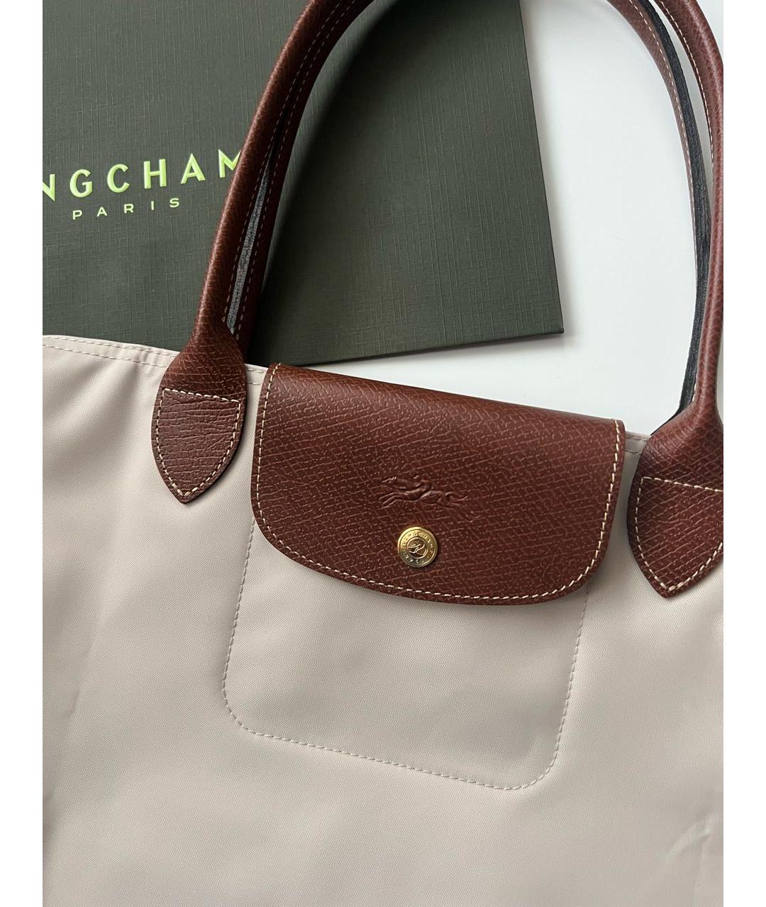 LONGCHAMP Бежевая кожаная сумка тоут, фото 7