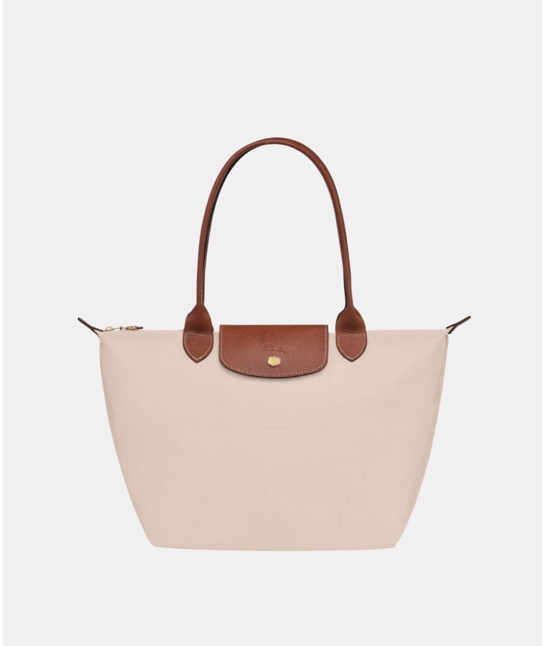 LONGCHAMP Бежевая кожаная сумка тоут, фото 9